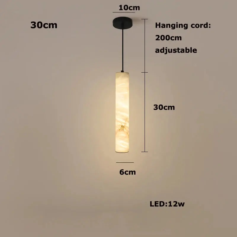 Albert – Dimmable Linear LED Pendant Light with White Alabaster Marble Design Kozyled.com