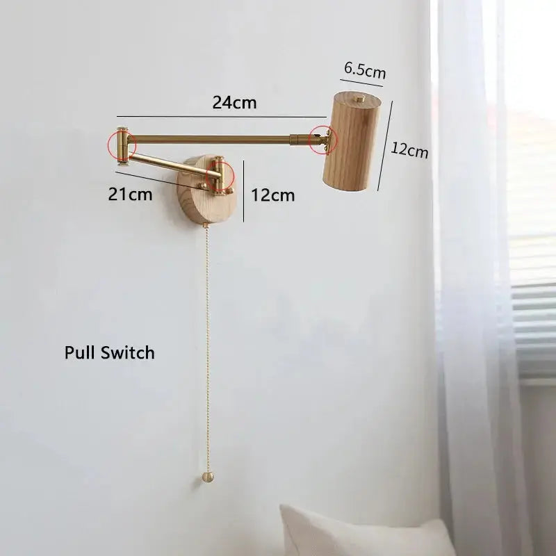 Virean – Modern Wooden Arm Pull Switch LED Wall Lamp Lampasa.com