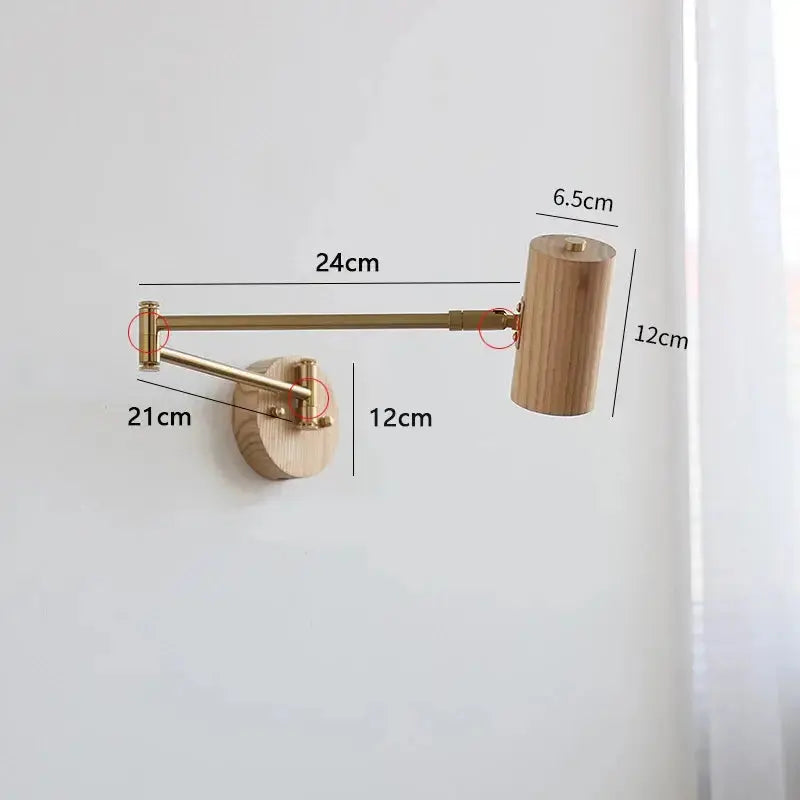 Virean – Modern Wooden Arm Pull Switch LED Wall Lamp Lampasa.com