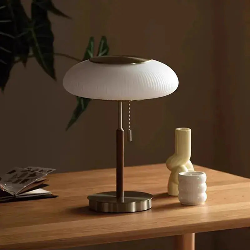 Esben – Vintage LED Table Lamp with White Glass Shade Lampasa.com