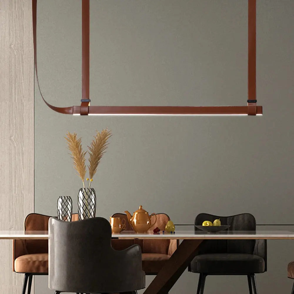 Verdandi – Minimalist Dimmable LED Pendant Light with Leather Belt Design for Dining Tables and Bars Kozyled.com