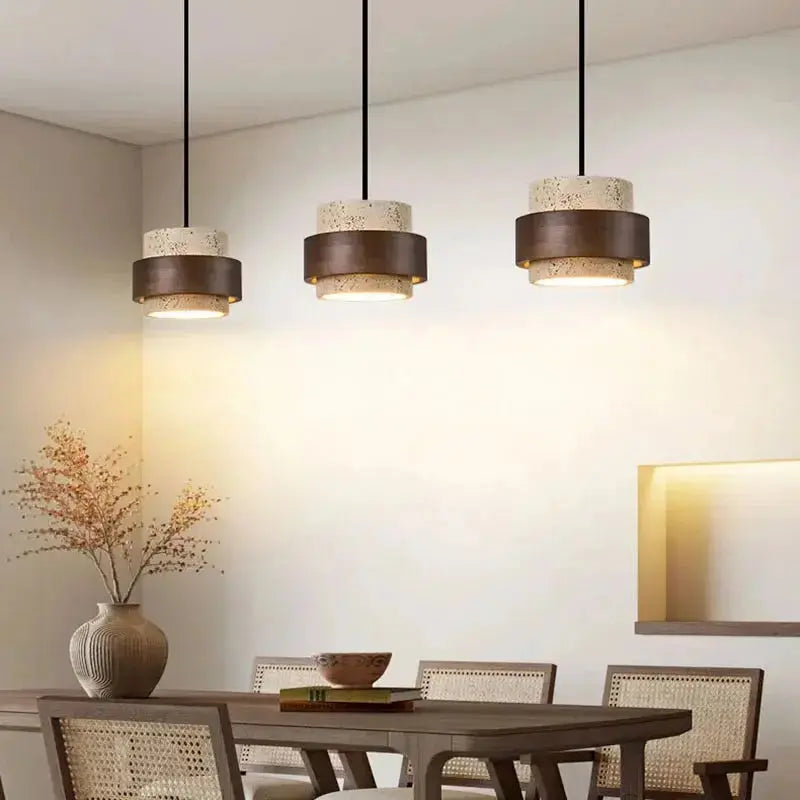 Josefin – Natural Stone & Wood LED Pendant Lamp Lampasa.com