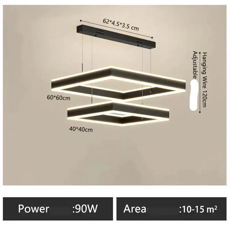 Zerel – Scandinavian Elegant Modern Square Dimmable LED Pendant Lamp Lampasa.com