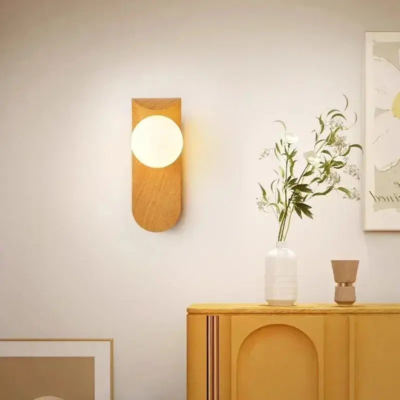 Japandi Wooden LED Wall Lamp with Acrylic Shade – Abel Lampasa.com