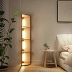 Modern Wood Storage Shelf With LED Light Malene SPINGAR.COM