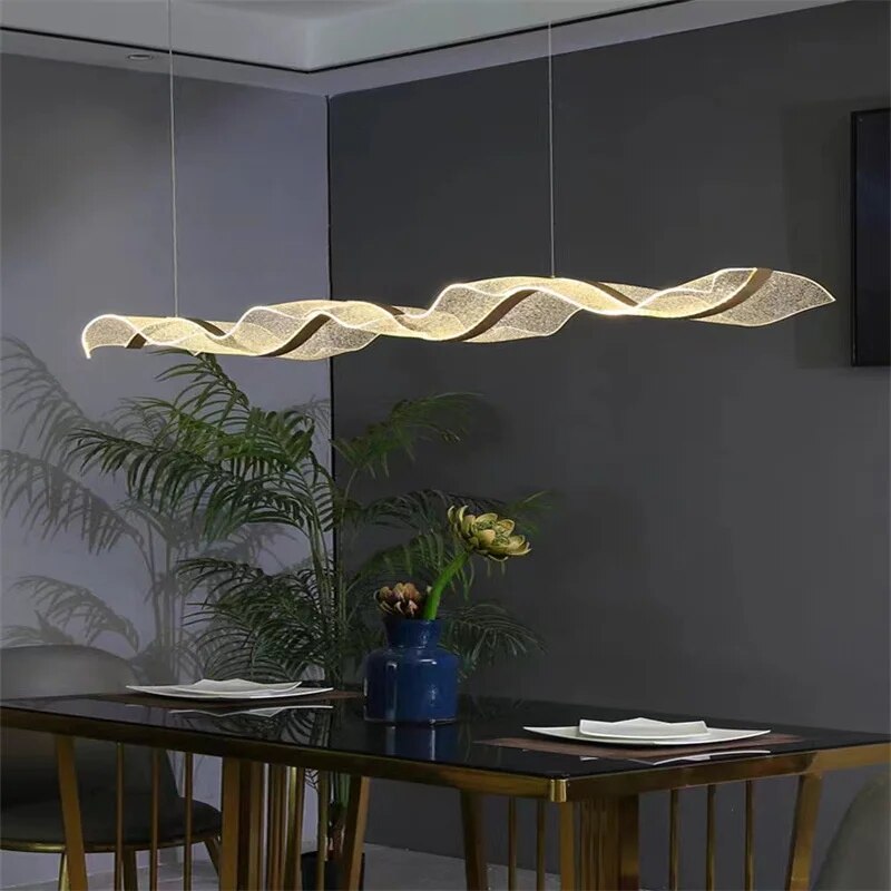 Modern Dimmable Decorative Flat Wavy LED Kitchen Island/ Bar Lamp Thordis