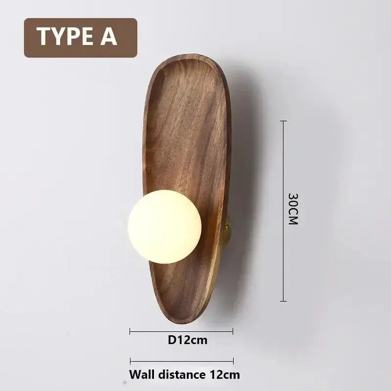 Vintage Wooden & Glass LED Wall Lamp – Aage Lampasa.com