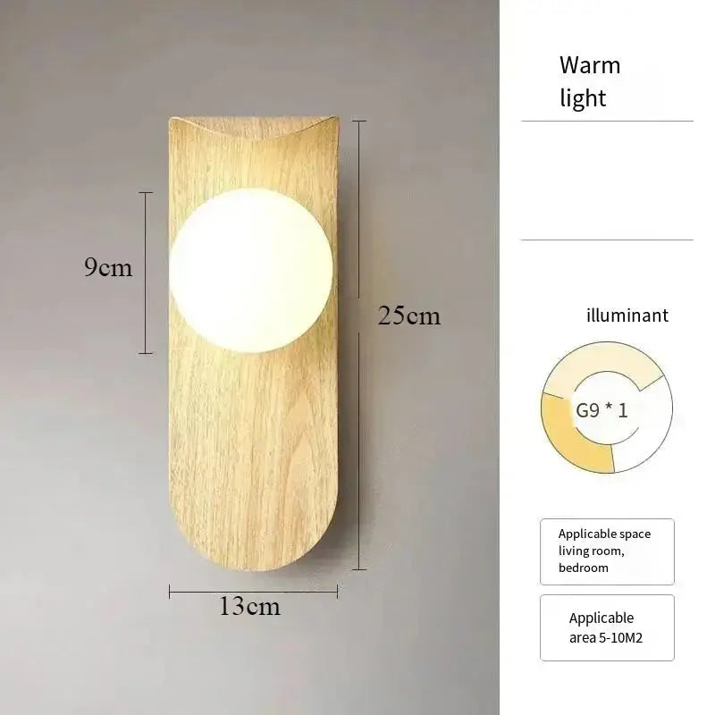 Japandi Wooden LED Wall Lamp with Acrylic Shade – Abel Lampasa.com