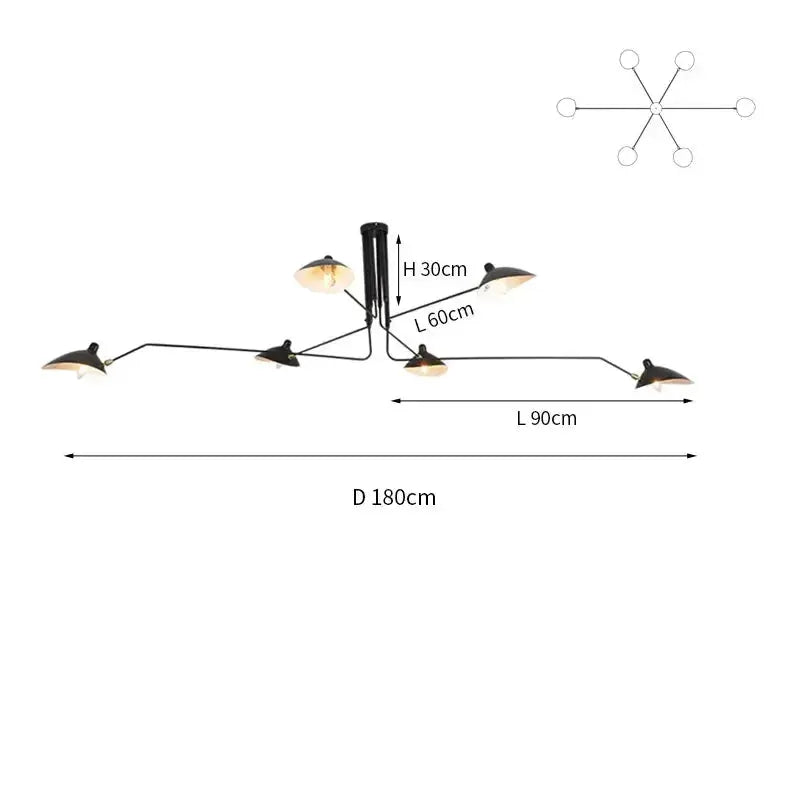 Asa – Industrial Retro LED Ceiling Light with Adjustable Long Arm Design Lampasa.com