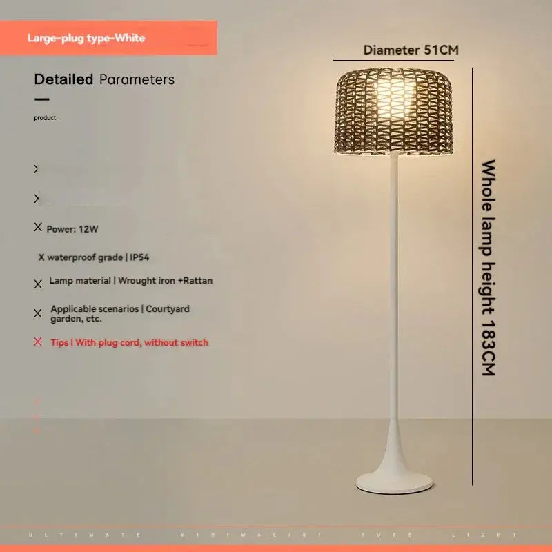 Jorunn – Waterproof IP54 Outdoor Solar LED Rattan Floor Lamp for Eco-Friendly Spaces Kozyled