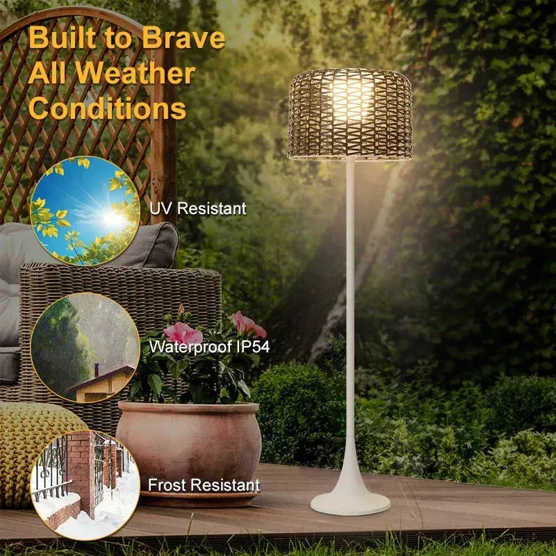 Jorunn – Waterproof IP54 Outdoor Solar LED Rattan Floor Lamp for Eco-Friendly Spaces Kozyled