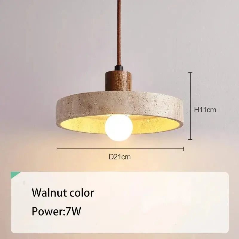 Oskar – Natural Stone & Wood LED Pendant Lamp Lampasa.com