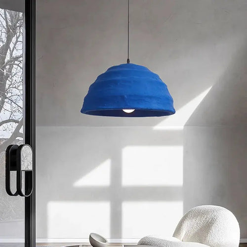 Blue Handmade Japanese Wabi Sabi LED Pendant lamp Asuna SPINGAR.COM
