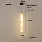 Albert – Dimmable Linear LED Pendant Light with White Alabaster Marble Design Kozyled.com
