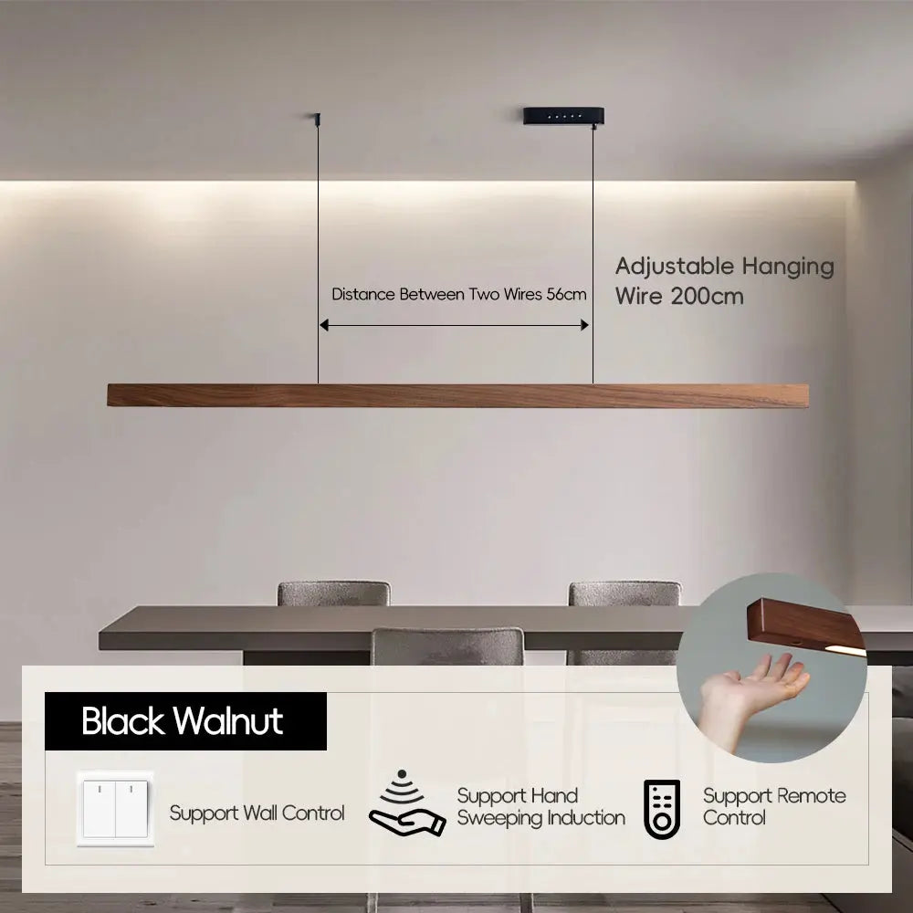 Einar (Walnut-Pine Edition) – Dimmable Wooden Sweep Sensor Smart LED Pendant Lamp for Modern Smart Homes Kozyled