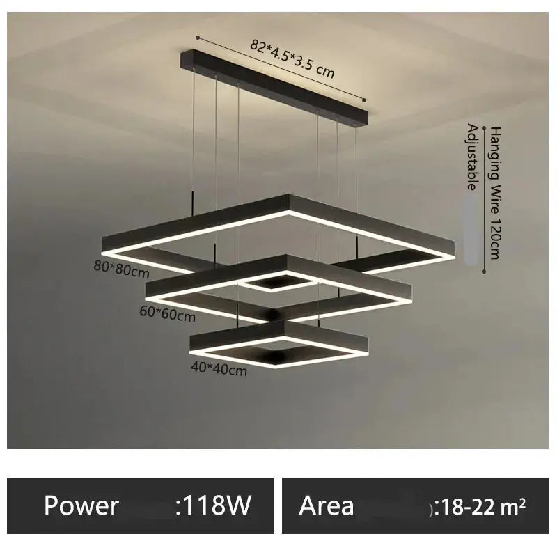 Zerel – Scandinavian Elegant Modern Square Dimmable LED Pendant Lamp Lampasa.com