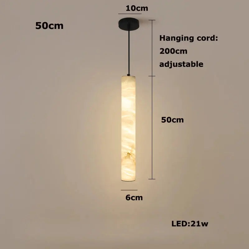 Albert – Dimmable Linear LED Pendant Light with White Alabaster Marble Design Kozyled.com