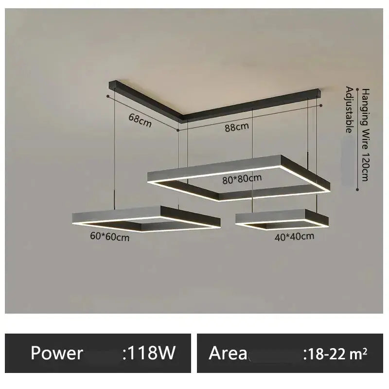 Zerel – Scandinavian Elegant Modern Square Dimmable LED Pendant Lamp Lampasa.com