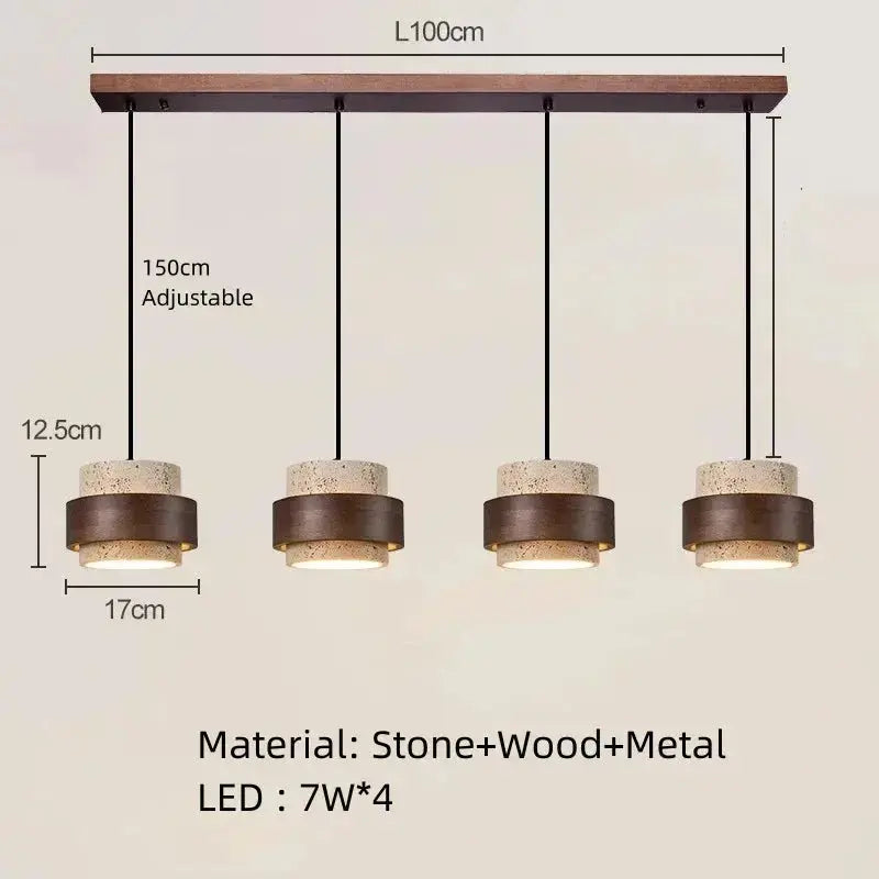 Josefin – Natural Stone & Wood LED Pendant Lamp Lampasa.com