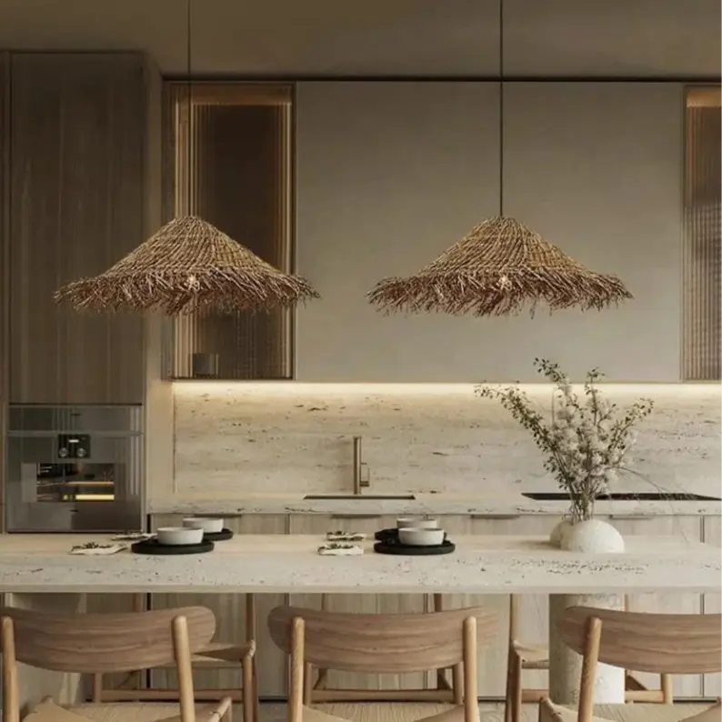 Henrick – Handmade Rattan LED Pendant Light for Natural and Boho Interiors Kozyled.com