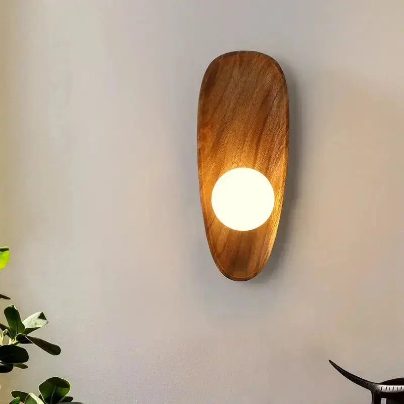 Vintage Wooden & Glass LED Wall Lamp – Aage Lampasa.com