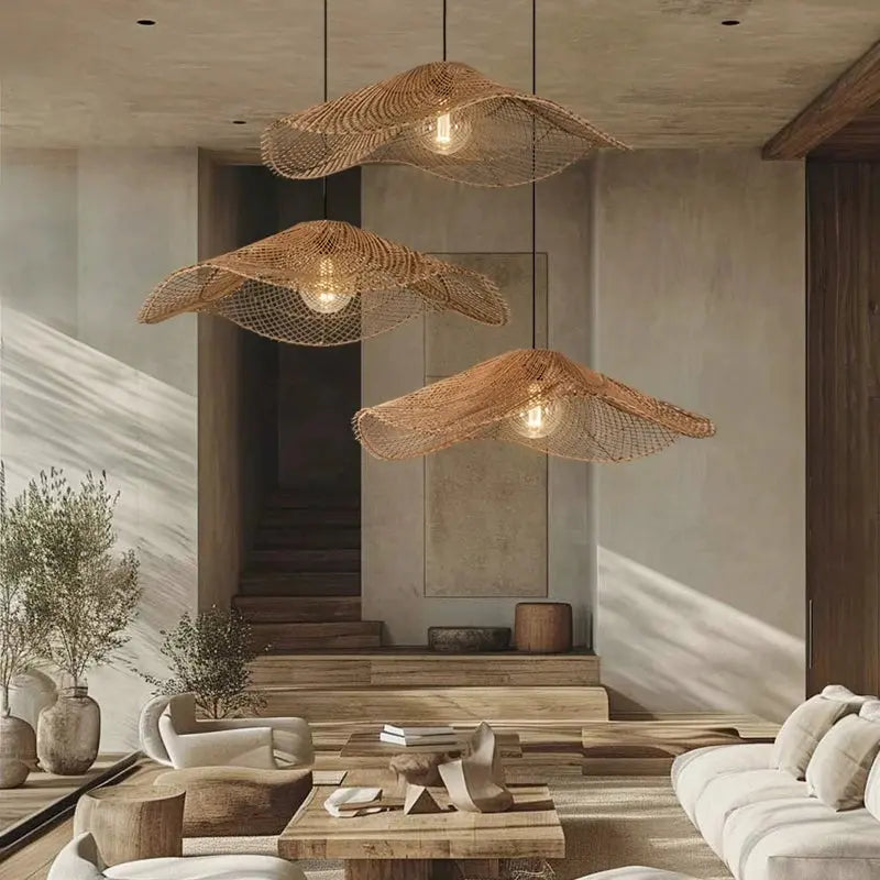 Lyra – Hand-Knitted Rattan LED Pendant Light for Cozy, Natural Decor Kozyled