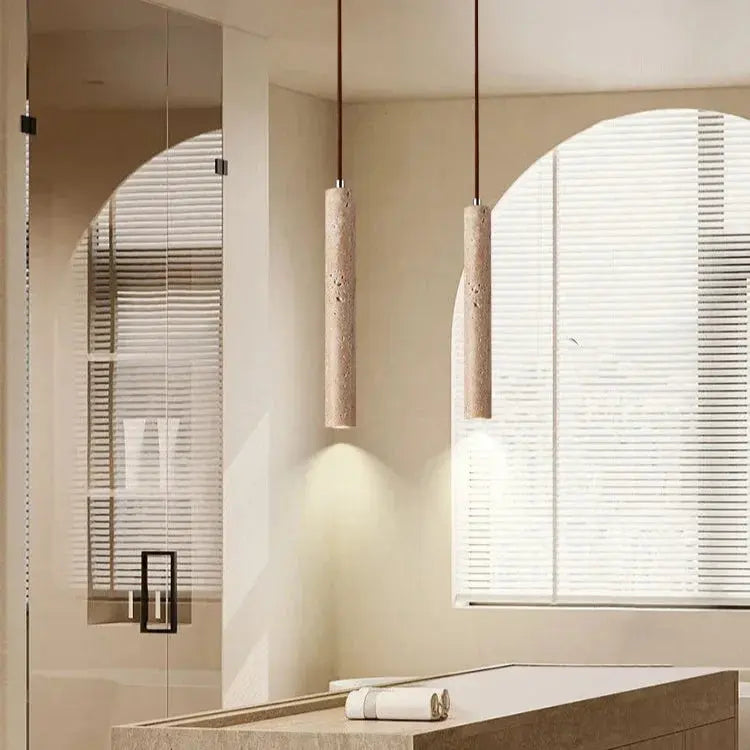 Lars – Cave Stone Long Tube LED Pendant Lamp for Natural, Modern Lighting Kozyled