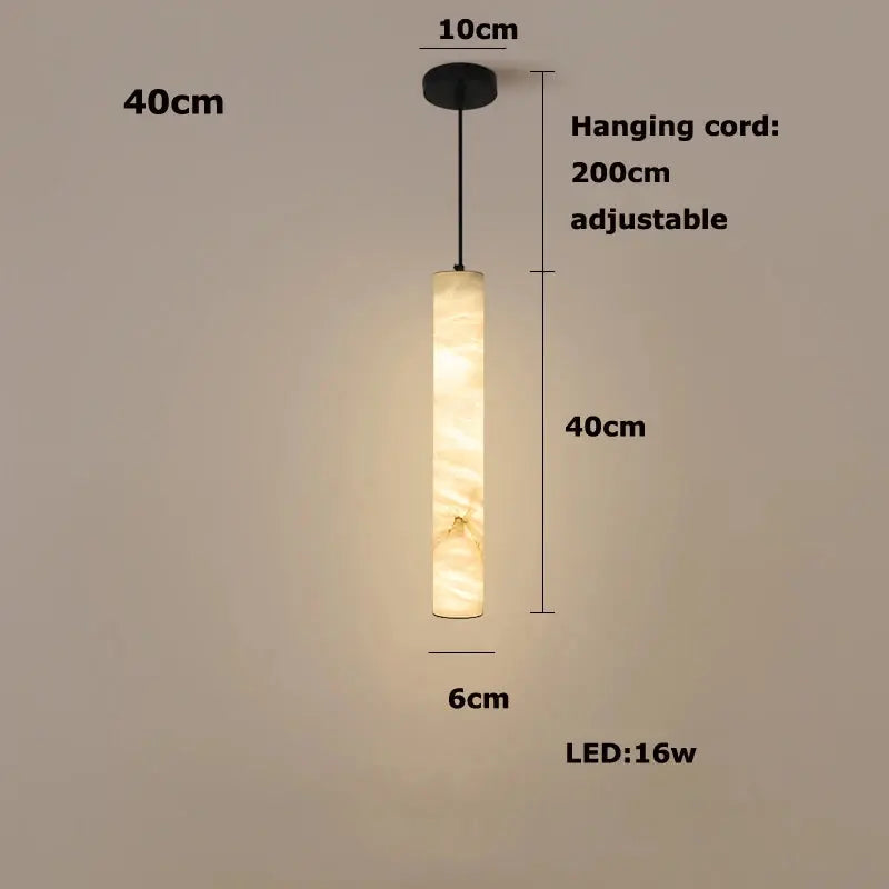 Albert – Dimmable Linear LED Pendant Light with White Alabaster Marble Design Kozyled.com