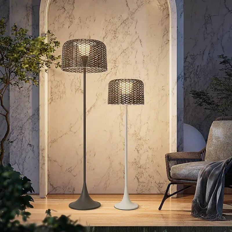 Jorunn – Waterproof IP54 Outdoor Solar LED Rattan Floor Lamp for Eco-Friendly Spaces Kozyled