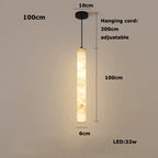 Albert – Dimmable Linear LED Pendant Light with White Alabaster Marble Design Kozyled.com