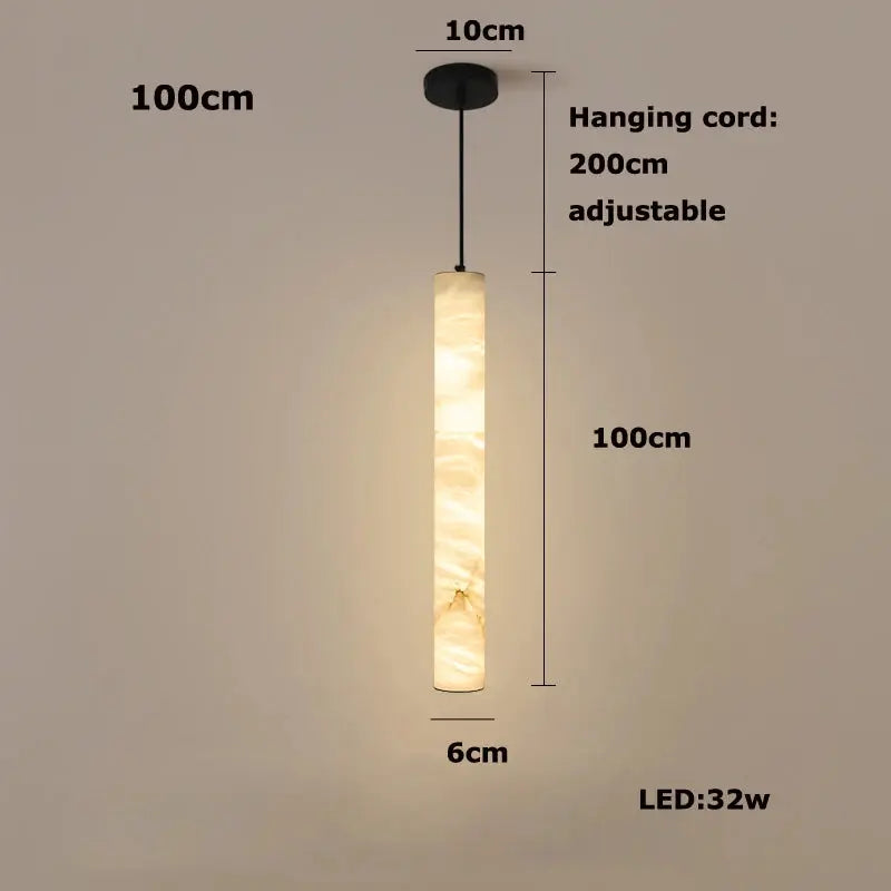Albert – Dimmable Linear LED Pendant Light with White Alabaster Marble Design Kozyled.com