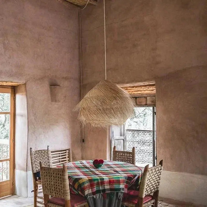 Elva – Handmade Retro Rattan LED Pendant Light for Warm, Stylish Spaces Kozyled