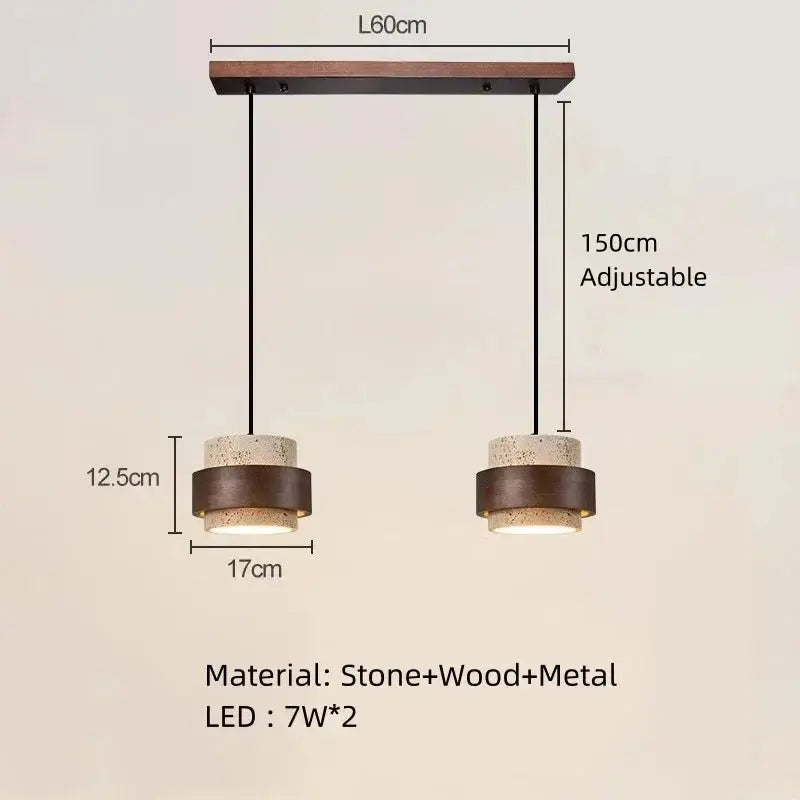 Josefin – Natural Stone & Wood LED Pendant Lamp Lampasa.com