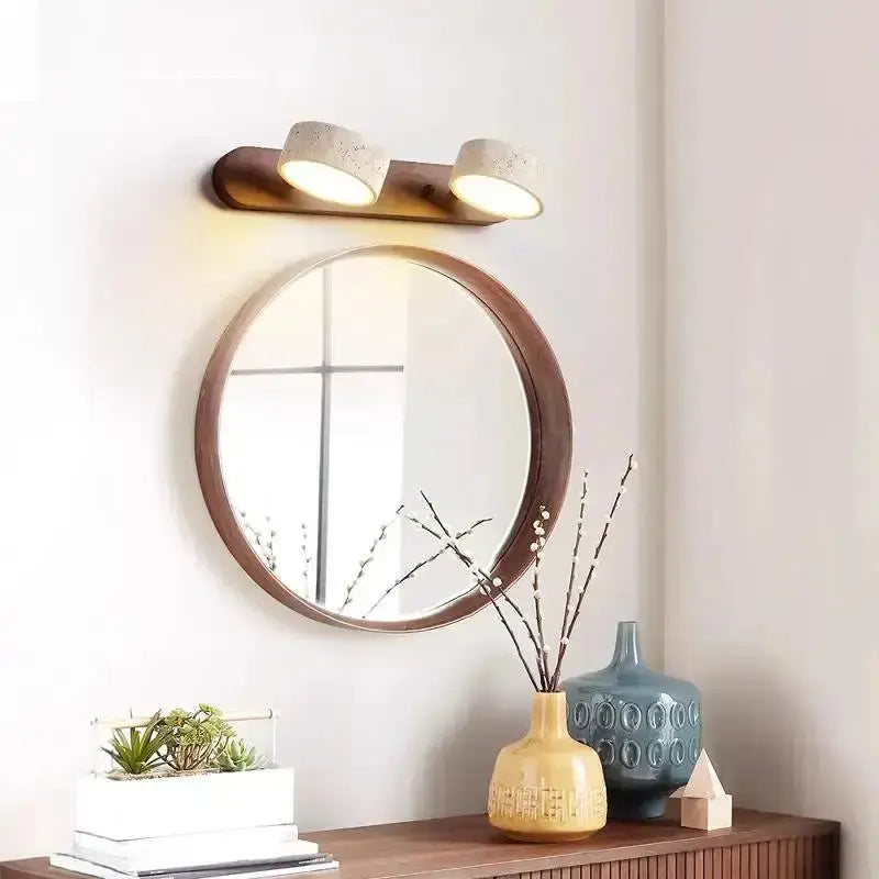 Japandi Travertine & Wood Rotatable Wall Lamp – Sorei lampasa.com