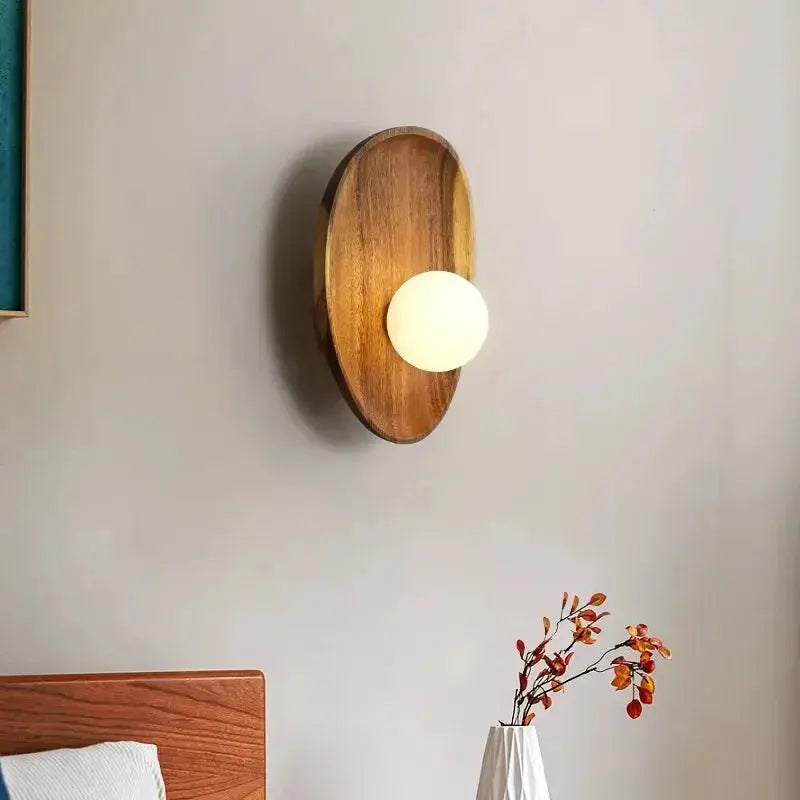 Vintage Wooden & Glass LED Wall Lamp – Aage Lampasa.com