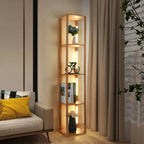 Modern Wood Storage Shelf With LED Light Malene SPINGAR.COM