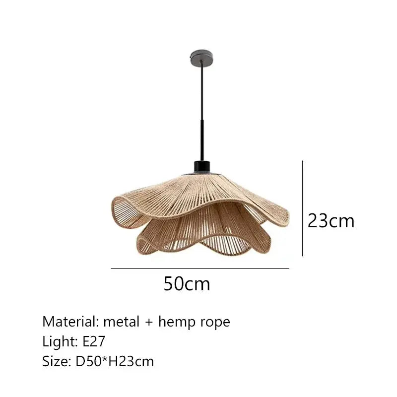 Kirsten – Hand-Knitted Wabi-Sabi Hemp Rope LED Pendant Light for Natural, Rustic Decor Kozyled