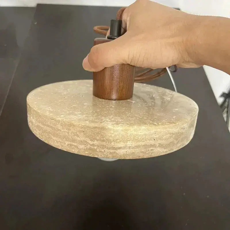 Oskar – Natural Stone & Wood LED Pendant Lamp Lampasa.com