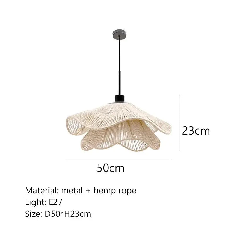 Kirsten – Hand-Knitted Wabi-Sabi Hemp Rope LED Pendant Light for Natural, Rustic Decor Kozyled