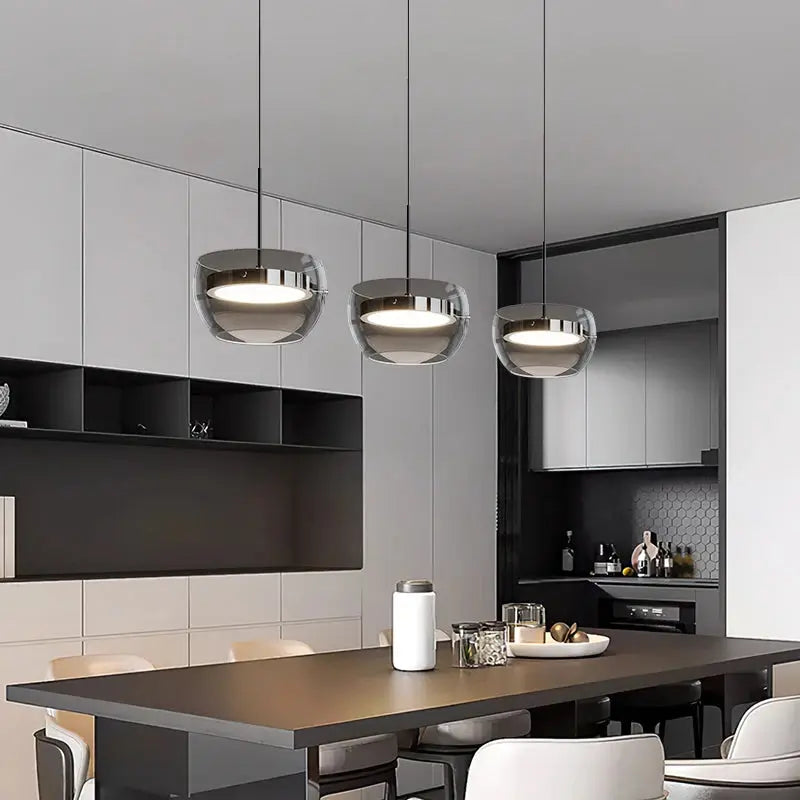 Haakon – Modern Smoked Glass LED Pendant Light for Dining Tables and Bars Kozyled.com