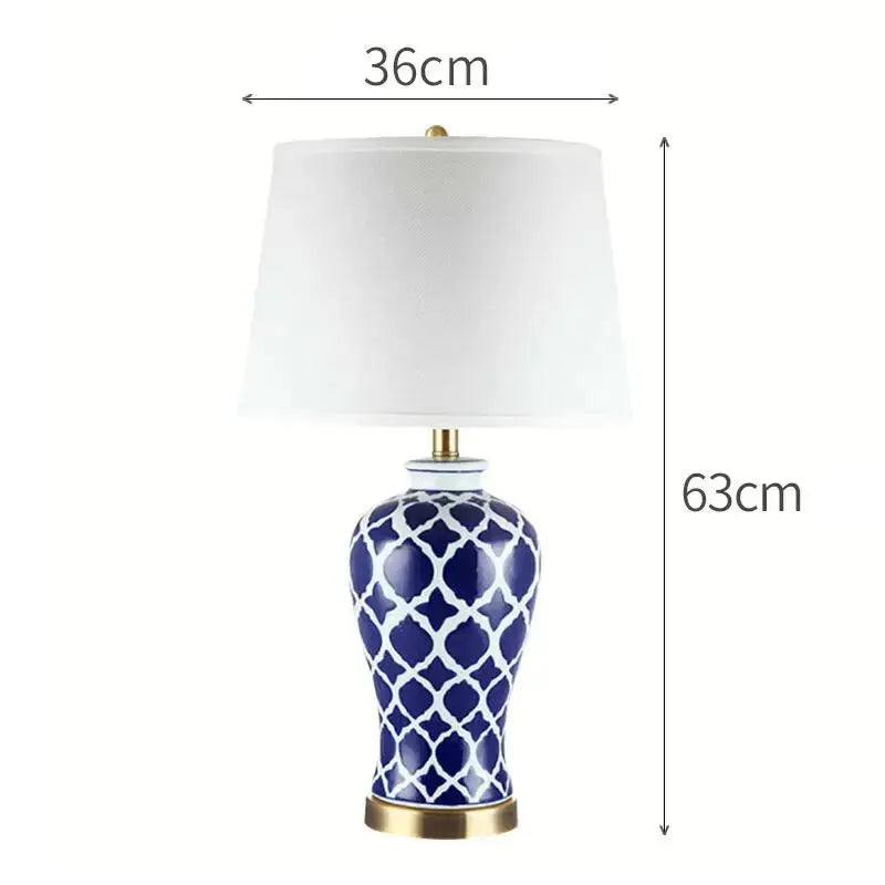 Jakob – Elegant Blue & White Ceramic Table Lamp for Classic Home Decor Kozyled