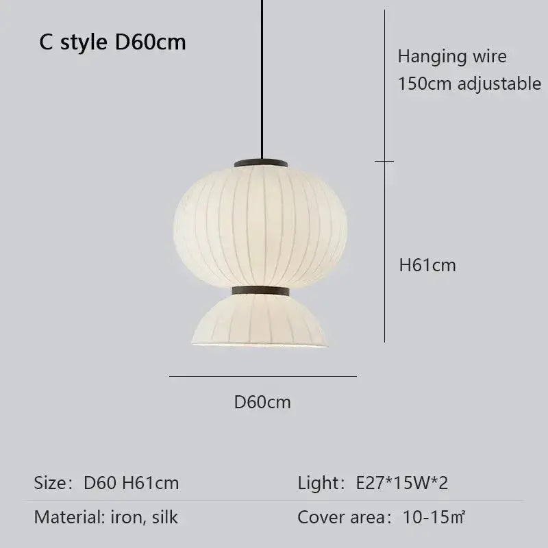 Japandi Silk Lantern LED Pendant Light – Yukari lampasa.com
