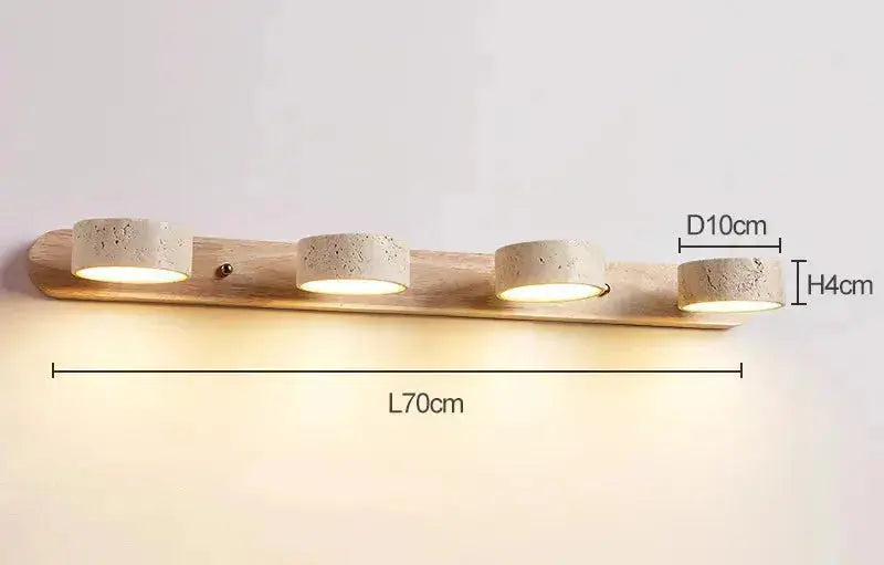 Japandi Travertine & Wood Rotatable Wall Lamp – Adelina lampasa.com