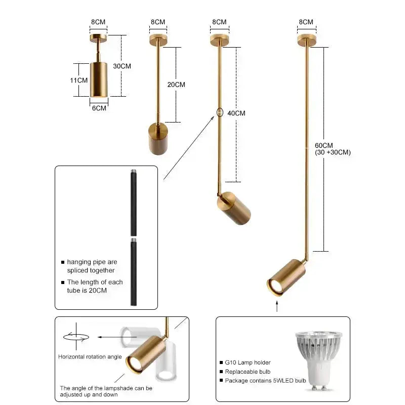 Lirian – Scandinavian adjustable Head LED Pendant Spotlight Lampasa.com