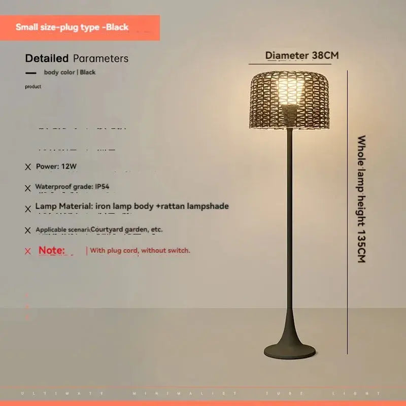 Jorunn – Waterproof IP54 Outdoor Solar LED Rattan Floor Lamp for Eco-Friendly Spaces Kozyled