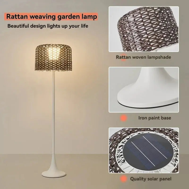 Jorunn – Waterproof IP54 Outdoor Solar LED Rattan Floor Lamp for Eco-Friendly Spaces Kozyled