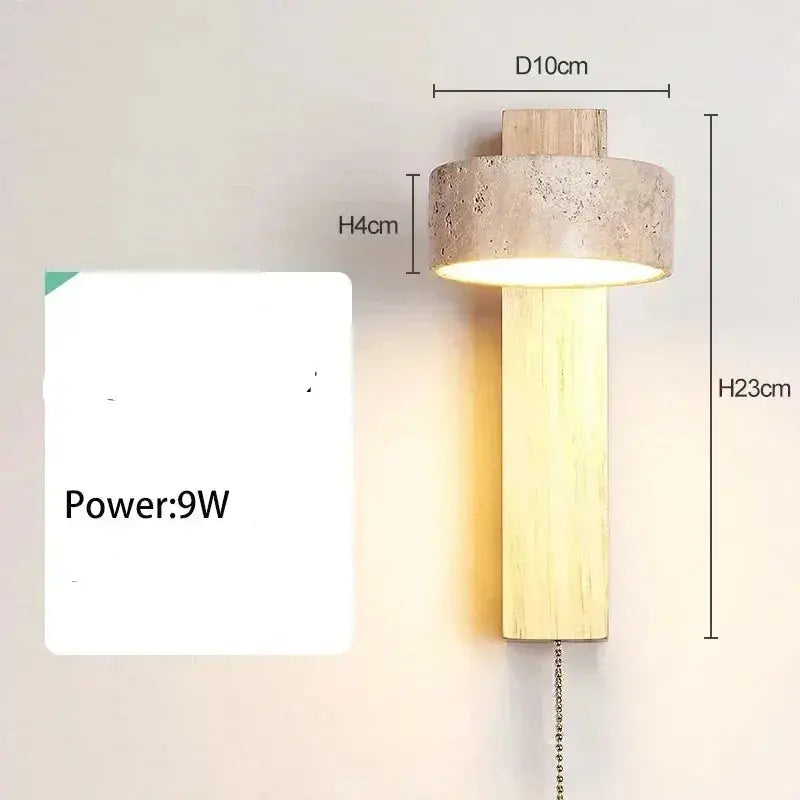 Japandi Travertine & Wood Rotatable Wall Lamp – Sorei lampasa.com