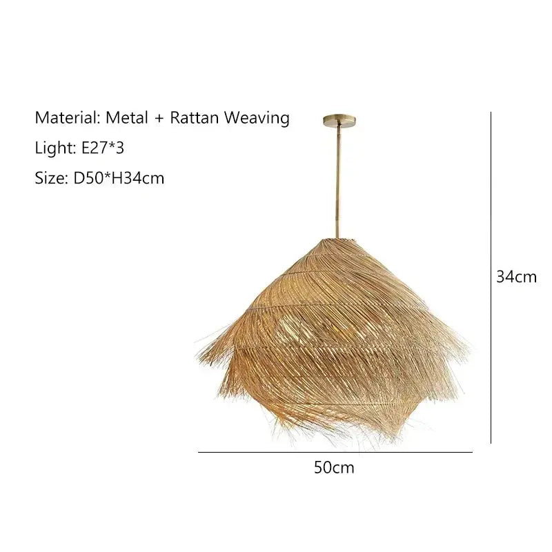 Elva – Handmade Retro Rattan LED Pendant Light for Warm, Stylish Spaces Kozyled