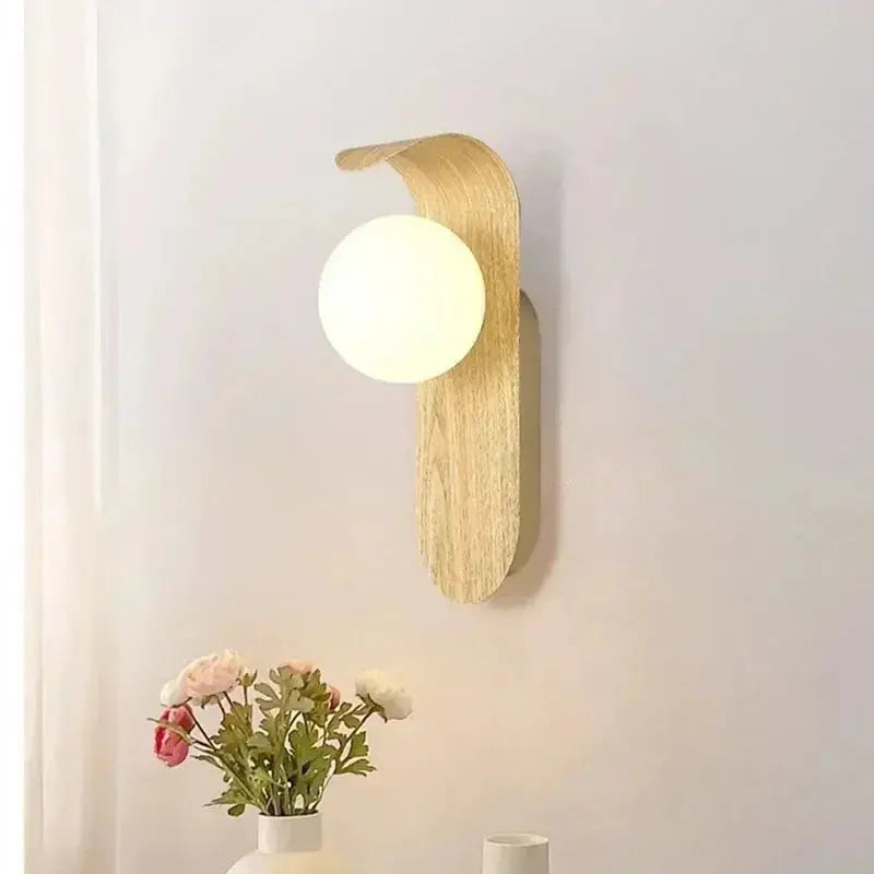 Japandi Wooden LED Wall Lamp with Acrylic Shade – Abel Lampasa.com