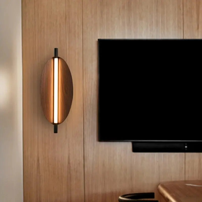 Imitation Wood Elliptical Classic LED Wall Lamp Jens SPINGAR.COM